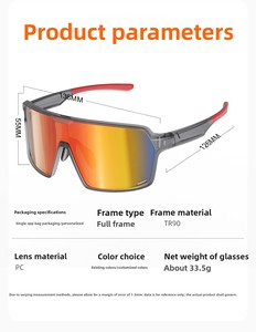Lunettes de cyclisme unisexes Flowerfour Professional Full-frame TR90, anti-vent, anti-UV, pour activités de plein air, baseball, randonnée - Product Image 6