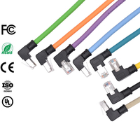 Cable Ethernet Industrial 6A Gigabit de Doble Curvatura 90° °   Cable de Extensión de Cabezal de Cristal en Ángulo Recto, Macho a Hembra