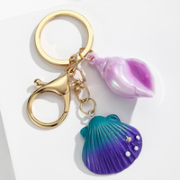 Creative Exquisite Luxury Chinese Style Marine Gradient Shell Zinc Alloy Electronic Key Finder Waterproof Keychain Pendant Cute