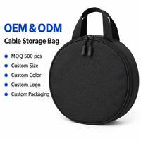 Sac de rangement personnalisé pour câble de recharge de véhicule électrique, étui organisateur rond portable et étanche pour câble de chargeur de véhicule OEM ODM
