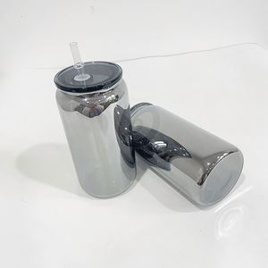 Paquete de 50 latas de refresco de metal reciclables de 16 oz con acabado negro espejado, con tapa y pajita, para vinilos y envolturas UV DTF, desde almacén de EE. UU. - Product Image 4