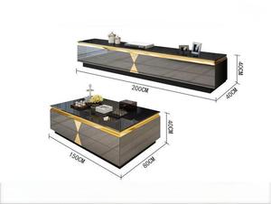 Meuble TV et Table Basse de Luxe Léger, Combinaison Américaine pour Salon, Carrée <span class=keywords><strong>en</strong></span> <span class=keywords><strong>Marbre</strong></span> avec Rangement - Product Image 3