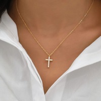 Offre Spéciale mode diamant pleine croix filles collier femmes clavicule chaîne pendentif en or filles plein diamant pendentif à breloque collier