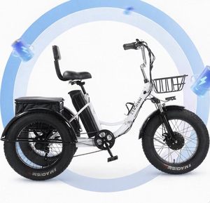 Vélo cargo électrique à batterie lithium 48 V 18 Ah, tricycle à trois roues avec pneus larges, pliable, pour transport utilitaire - Product Image 3