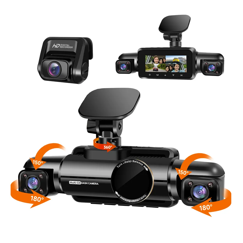 Oem 4 Kanaals Auto Achteraanzicht 360 Graden Voice Control Dashcam 2K Wifi 3 Camera Met Gps