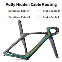 Rangka Sepeda Jalan Raya BXT New Road Frame Carbon Fiber T800 2024 Kabel Tersembunyi Penuh Di2 Rem Cakram T47 Ringan Dengan Stang