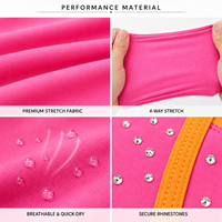 Ensemble d'entraînement de cheerleading personnalisé rose vif, collection complète, extensible dans les 4 sens, respirant, avec strass sécurisés