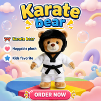 Ours en peluche personnalisé de Taekwondo, jouet en peluche d'arts martiaux, poupée en peluche douce avec uniforme et ceinture pour enfants