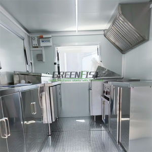Carrello Alimentare Multifunzione in Fibra di Vetro Curvo, Chiosco <span class=keywords><strong>Mobile</strong></span> per <span class=keywords><strong>Caffè</strong></span> e Gelati con Angoli Arrotondati e Vetrina per il Mercato - Product Image 4