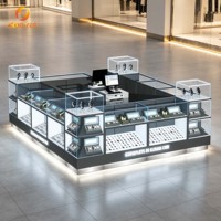 Kiosque d'exposition de montres Square Mall, vitrine en verre multi-niveaux avec éclairage LED, présentoir à bijoux pour magasin de détail