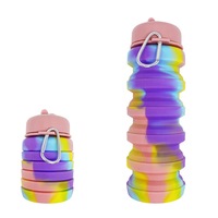 Bouteille de voyage pliable portable 500 ml, gobelet en silicone, bouteille d'eau peu encombrante pour le camping et la randonnée