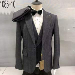 Slim Fit un botón <span class=keywords><strong>gris</strong></span> <span class=keywords><strong>oscuro</strong></span> patrón <span class=keywords><strong>de</strong></span> rejilla fina dos aberturas negocios 3 piezas conjunto hombres <span class=keywords><strong>novio</strong></span> boda <span class=keywords><strong>trajes</strong></span> <span class=keywords><strong>de</strong></span> negocios MS1085 - Product Image 6