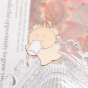 Colgante de aleación de zinc con diseño de oso lindo, dije de animal de dibujos animados para joyería, llavero DIY, regalo, 2.4x0.1x2.9cm - Product Image 3