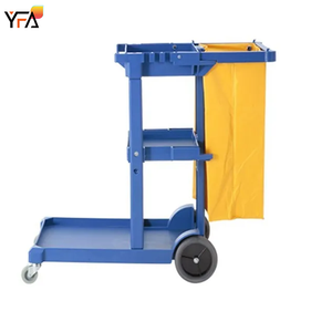 Chariot de nettoyage commercial en plastique bleu/gris, chariot de concierge pour hôtel, hôpital, chariots de nettoyage multifonctionnels pour concierges - Product Image 2
