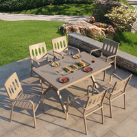 Table et chaises de barbecue pour repas et fêtes, vente chaude en usine, tables de barbecue familiales, designs modernes pour la cour, option de cuisine extérieure