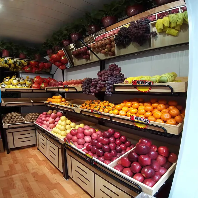 スーパーマーケットの陳列棚用の果物と野菜の陳列スタンド