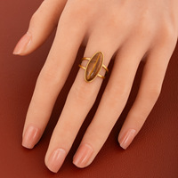 Nouvelle bague ouverte vintage ovale géométrique en acier inoxydable, non décolorante, ajustable, avec pierres naturelles, bijoux de vacances pour cadeaux