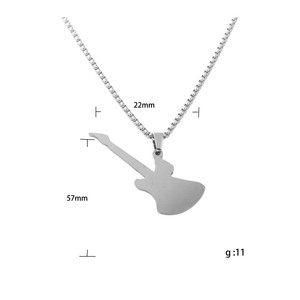 <b>Titanium</b> Steel Guitar Pendant Necklace Men's Retro Rock Style Stainless Steel <b>Chain</b> Everyday Wear Geometric Design - Product Image 4