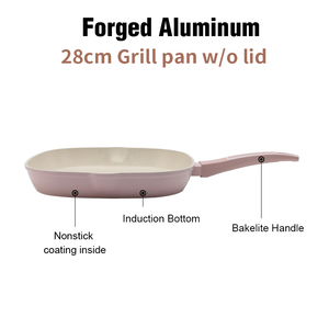 Bộ nồi chảo thời trang mới bằng đá granite màu hồng, thân thiện với môi trường, làm từ nhôm, phủ lớp chống dính bằng đá cẩm thạch - Product Image 4