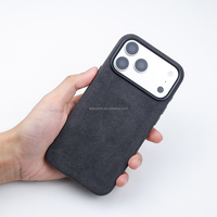 Étui de protection magnétique en cuir véritable et tissu Alcantara suédé personnalisé pour iPhone 18 17 16 Pro Max