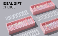 AILLSA Acrílico 240 Uds. 15 Tamaños Puntas de Uñas Postizas Francesas Curva C Transparente Gel Mate Cortas Coffin Suaves para Salón de Uñas