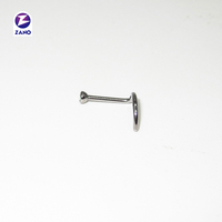 Cincin Hidung Titanium G23 Berlapis Emas Zirkon Klasik untuk Anak, Model L-bend, Perhiasan Tindik Hidung untuk Hadiah Pesta Pernikahan
