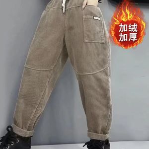 Corduroy Harem Pants Thickened Fleece Lined High Waist Loose Fit Women's Casual Winter Pants With Pocket Windproof - Product Image 5