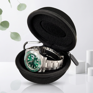 Étui de montre DEJUN de luxe imperméable en EVA semi-rigide avec fermeture éclair, sac de rangement de voyage noir 3 en 1 - Product Image 1