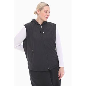 Gilet en polaire noir à capuche Vetre pour femme, fermeture éclair, 75 cm, tailles 36-60, résistant à l'eau, fabriqué en Turquie - Product Image 3