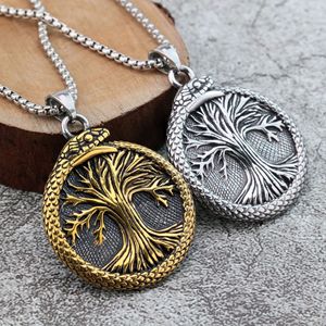 Colgante nórdico vintage de acero inoxidable para hombre, collar con árbol de la vida y runas, regalo de joyería, amuleto de moda - Product Image 1