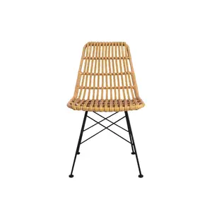 Sıcak satış el dokuması dayanıklı Rattan sandalye teras bahçe balkon istiflenebilir salon açık sandalye yemek odası mobilyası Modern