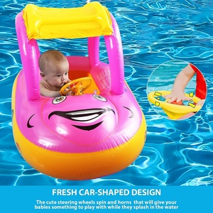 Asiento Flotador para Bebé con Bolsillo Ajustable, Flotador para Piscina con Toldo de Seguridad, Flotador de Natación para Bebé con Forma de Cerdo - Product Image 6