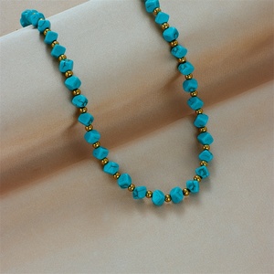 Collar Trenzado con Cuentas de Mariposa de Acero de Titanio Turquesa, Estilo <span class=keywords><strong>Retro</strong></span> Europeo Americano, Moderno, Religioso, Cristiano, Regalo con Perlas - Product Image 3