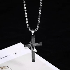 Collier Croix Religieuse Streetwear Hip Hop pour Hommes et Femmes, en Acier Inoxydable Poli, Style Gothique, avec Anneau - Product Image 3