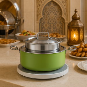 Chauffe-soupe vert 5L Bain Marie, marmite à soupe isolée à double paroi pour hôtel du Moyen-Orient, restaurant, buffet, traiteur - Product Image 4