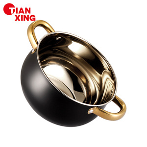 En Gros Batterie de Cuisine 8 Pièces en Acier Inoxydable, Poignées Noires et Dorées, avec Marmite, Casseroles Antiadhésives pour Maison et Cuisine - Product Image 4