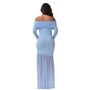 Vestido largo de maternidad para sesión de fotos, <span class=keywords><strong>ropa</strong></span> de mujer <span class=keywords><strong>embarazada</strong></span>, vestido de fotografía de <span class=keywords><strong>boda</strong></span> para fiesta con hombros descubiertos - Product Image 2