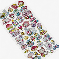 Autocollants 3D en relief amovibles, réutilisables, imperméables et écologiques pour agenda et journal, motif animaux mignons et kawaii roses, décoratifs