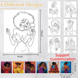 Afro Koningin 8X10 Inch Uitgerekte Verf En Slok Set Voorgetrokken Katoenen Canvas Schilderij Kit Voor Volwassenen Party Date Night - Product Image 3