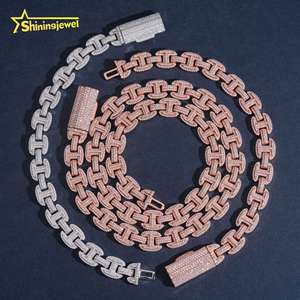 Nuevo Collar <span class=keywords><strong>de</strong></span> Moda Hip Hop Personalizado con Moissanita, <span class=keywords><strong>Cadena</strong></span> Cubana Infinita <span class=keywords><strong>de</strong></span> 12 mm <span class=keywords><strong>de</strong></span> Grosor, Plata 925 para Hombre - Product Image 2