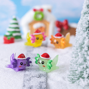 Cartoon Min Figurines Christmas Resin Multi Color Axolotl Fish Christmas Hat Hexagonal Dragon for Fish Tank Aquarium Decoration - Product Image 5