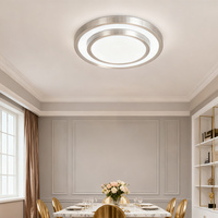 Plafonniers LED ronds à double couche couleur argent avec télécommande pour intérieur, modernes, pour chambre à coucher, salon, maison