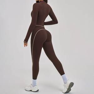 YIYI Ensemble de sport décontracté 3 pièces color-block pour femmes avec trous pour les pouces, ensemble de <span class=keywords><strong>yoga</strong></span> avec coussinets, ensemble d'entraînement push-up pour femmes - Product Image 3