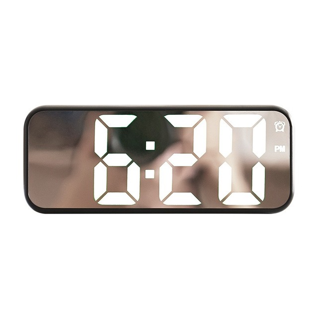 Hot Selling Sound Sleep Brightness Sensor Table Desk Mirror Alarm Digital Clock for Living Room Home Decor LED Electronic Clock