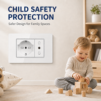 Enchufe de Pared con Panel de Vidrio Templado Estándar Italiano, con USB Tipo C, Carga Rápida de 20W, Tomacorriente Modular para Hogar, Hotel y Oficina
