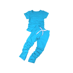 Conjunto de Pantalones Apilados para Niña QL2022, Pantalones de Color Caramelo Sólido, Ropa Deportiva, Conjuntos de Algodón de Manga Corta para Bebé, Ropa para Niños Pequeños - Product Image 6
