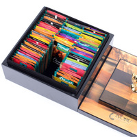 Boîte à thé en bois laqué de luxe, couvercle en placage de bois artistique, boîte de rangement pour sachets de thé à compartiments multiples
