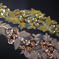 Perles à paillettes personnalisées en usine les plus populaires en 2023 avec bordure en dentelle fournisseur d'or broderie de bordure en dentelle indienne