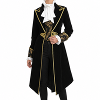 Veste de travail vintage en velours brodé or, en fibre de polyester antibactérienne, quatre couleurs unies, pour théâtre et château