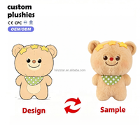 Peluche Ours Chef Jaune Adorable avec Chapeau de Chef en Papier Blanc et Tablier Cœur Rouge, Poupée en Peluche Dessin Animé Kawaii, Cadeau d'Anniversaire pour Enfants